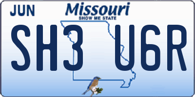 MO license plate SH3U6R