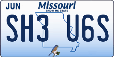 MO license plate SH3U6S