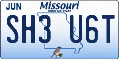 MO license plate SH3U6T
