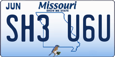 MO license plate SH3U6U