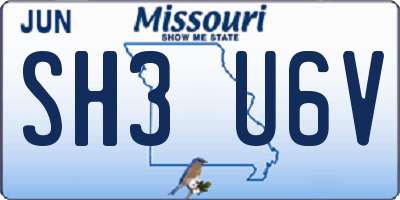 MO license plate SH3U6V