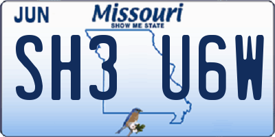 MO license plate SH3U6W