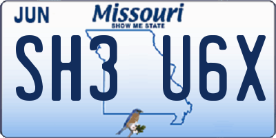 MO license plate SH3U6X