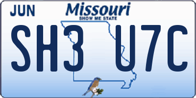 MO license plate SH3U7C