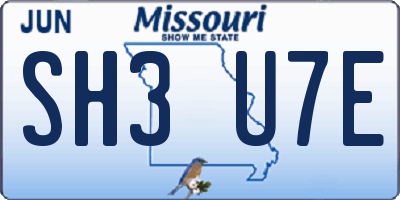 MO license plate SH3U7E