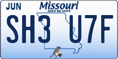 MO license plate SH3U7F