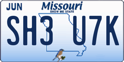 MO license plate SH3U7K