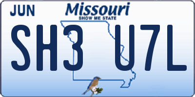 MO license plate SH3U7L