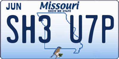 MO license plate SH3U7P