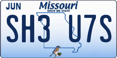 MO license plate SH3U7S