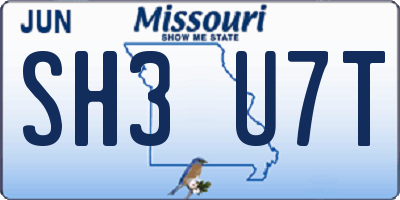 MO license plate SH3U7T