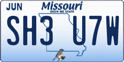 MO license plate SH3U7W