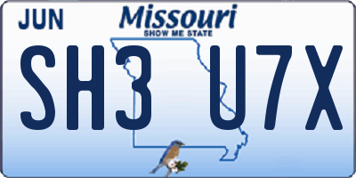 MO license plate SH3U7X