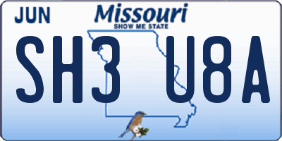 MO license plate SH3U8A