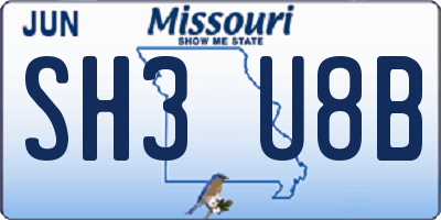 MO license plate SH3U8B