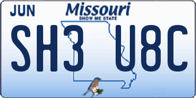MO license plate SH3U8C