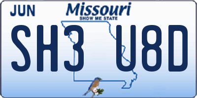 MO license plate SH3U8D