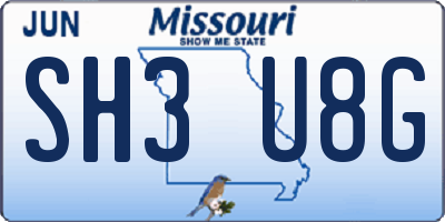 MO license plate SH3U8G