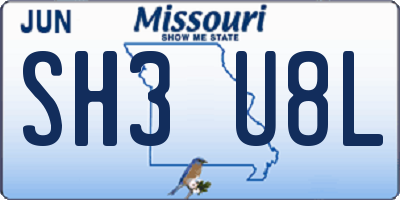 MO license plate SH3U8L
