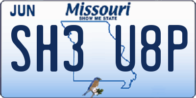 MO license plate SH3U8P
