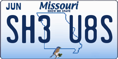MO license plate SH3U8S
