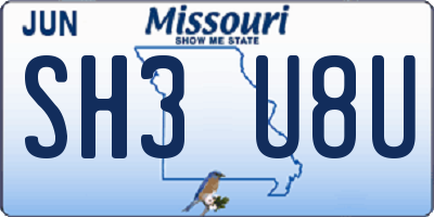 MO license plate SH3U8U