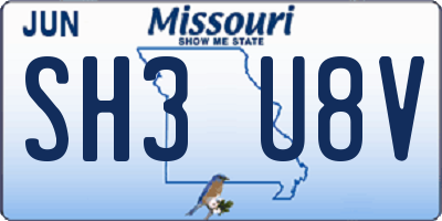 MO license plate SH3U8V