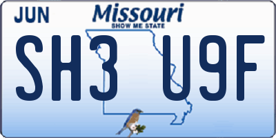 MO license plate SH3U9F