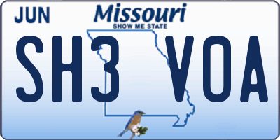 MO license plate SH3V0A