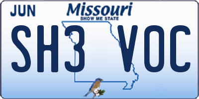 MO license plate SH3V0C