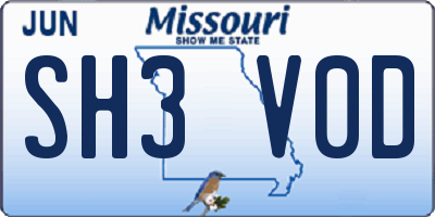 MO license plate SH3V0D