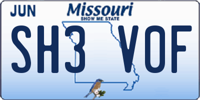 MO license plate SH3V0F