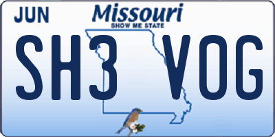 MO license plate SH3V0G
