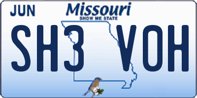 MO license plate SH3V0H