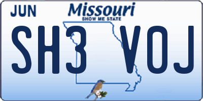 MO license plate SH3V0J