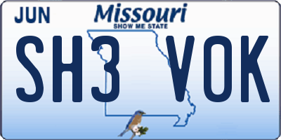 MO license plate SH3V0K