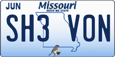 MO license plate SH3V0N
