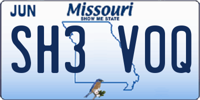 MO license plate SH3V0Q