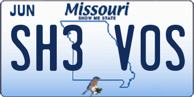 MO license plate SH3V0S
