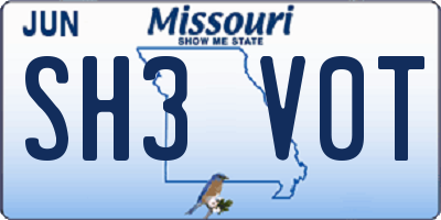 MO license plate SH3V0T