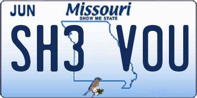 MO license plate SH3V0U
