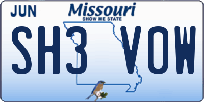 MO license plate SH3V0W