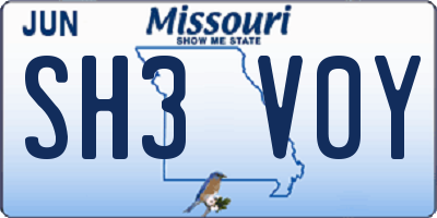 MO license plate SH3V0Y