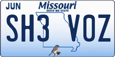 MO license plate SH3V0Z