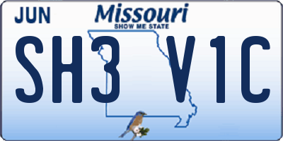 MO license plate SH3V1C