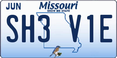 MO license plate SH3V1E