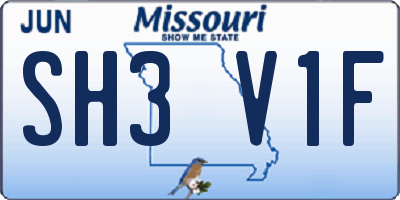 MO license plate SH3V1F