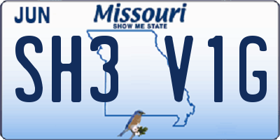 MO license plate SH3V1G