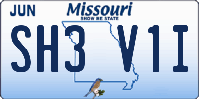 MO license plate SH3V1I