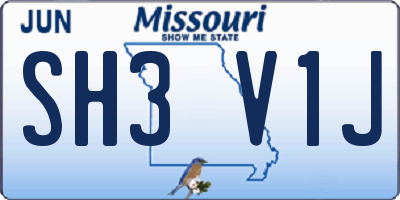 MO license plate SH3V1J